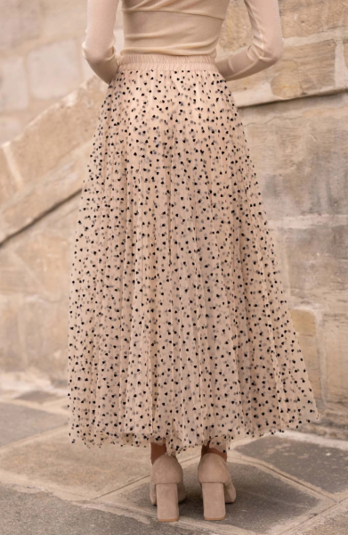 Tüllrock mit Herzen "Beige/Schwarz"